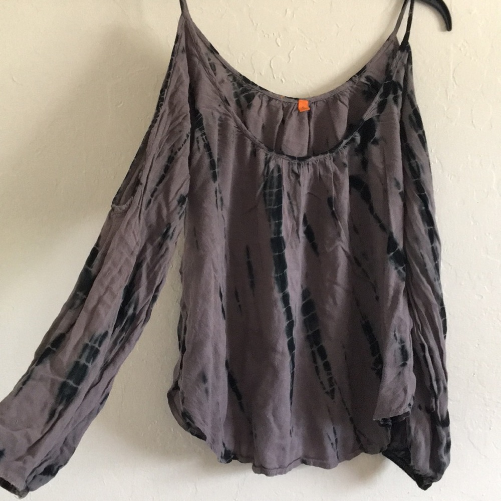 Long Sleeve Open Soldier Tie Dye Blouse